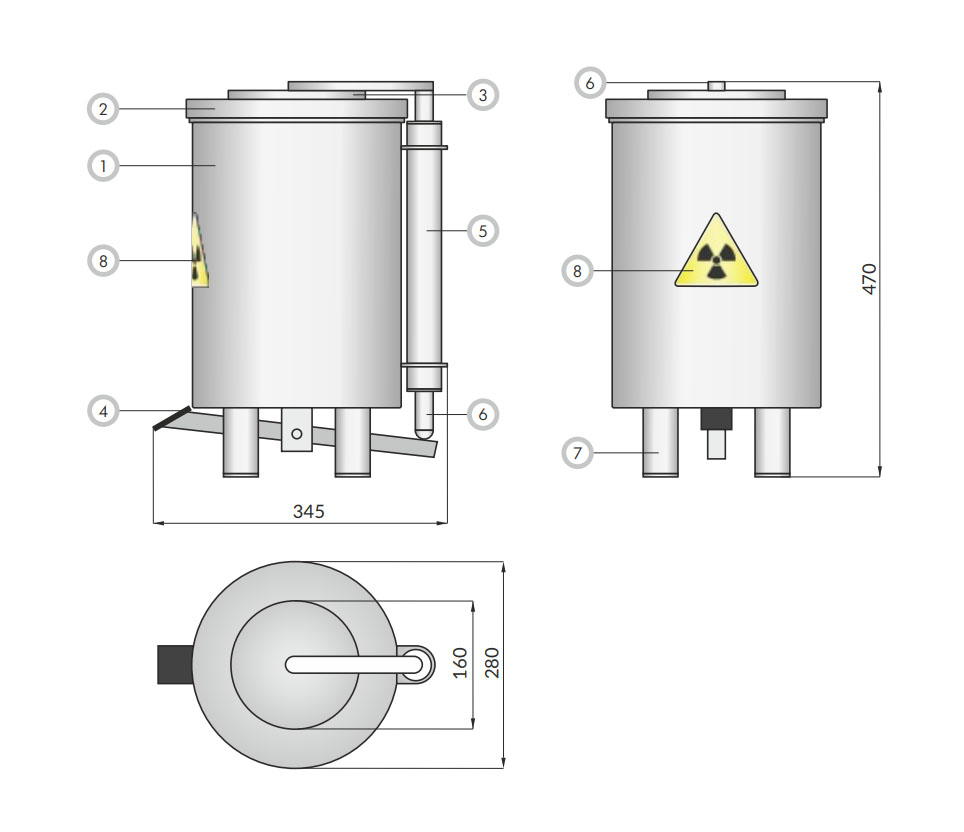 Контейнер защитный «TISSA-RP» для сбора твердых радиоактивных отходов