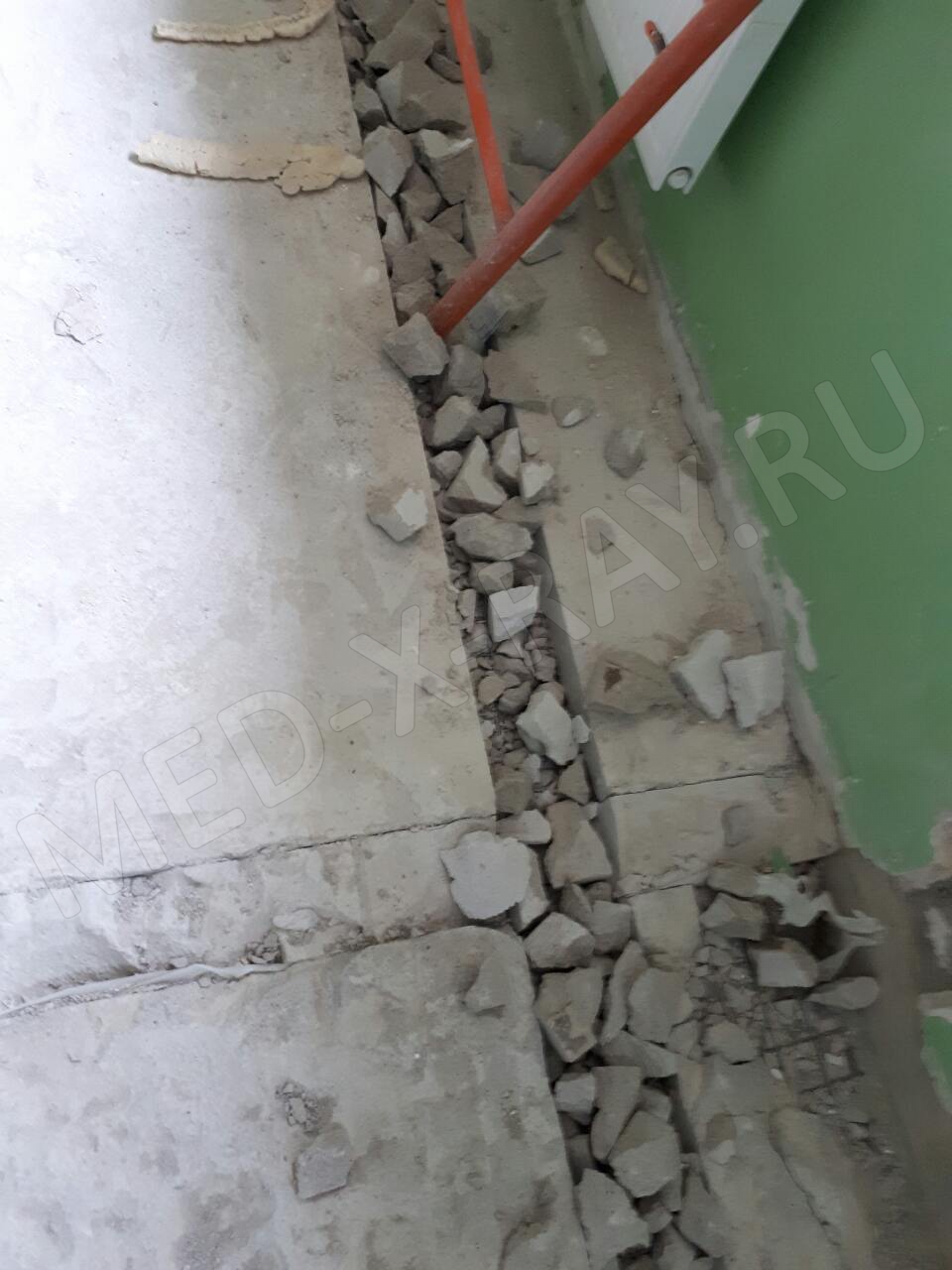 Работы по защите пола и подготовки фундамента под установку рентгенодиагностического аппарта
